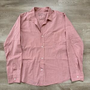 FRANK & EILEEN Women XL Barry Button Up Signature Shirt Pink Cotton